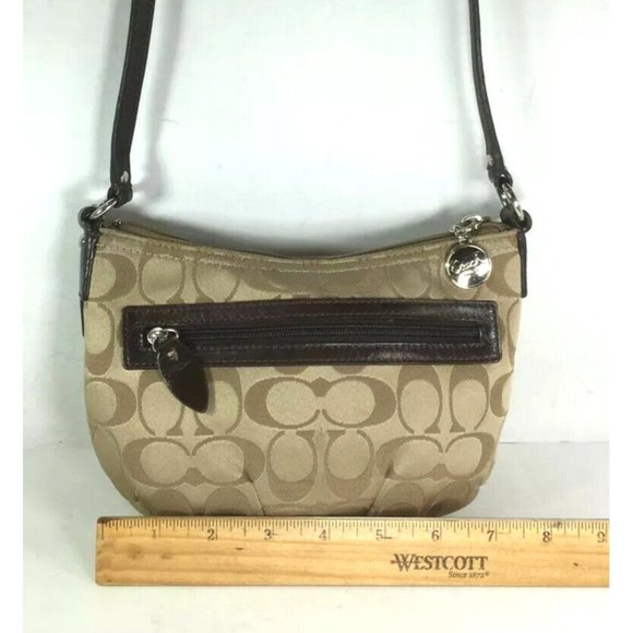Coach Small Beige Signature Print Shoulder Bag - Picture 5 of 12